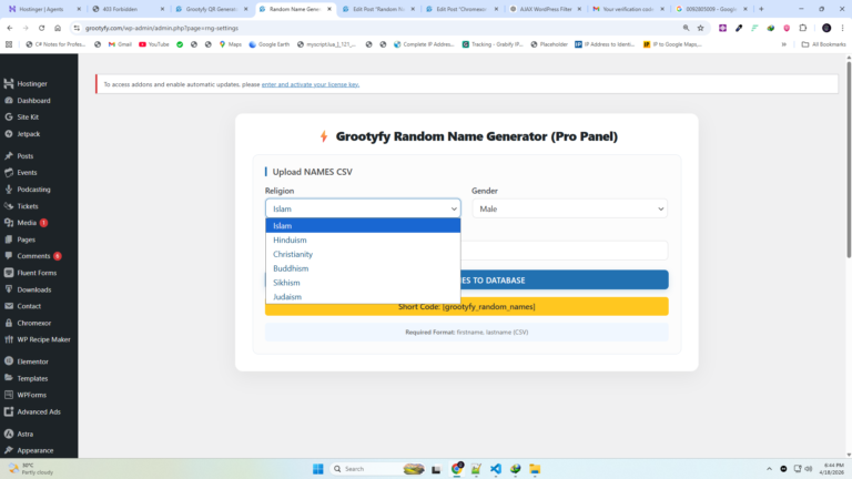 AJAX based live search results table for names