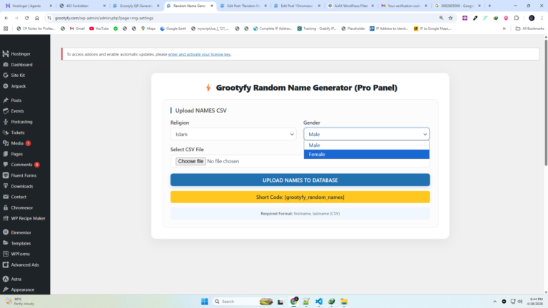 Dropdown filters for religion and gender selection UI
