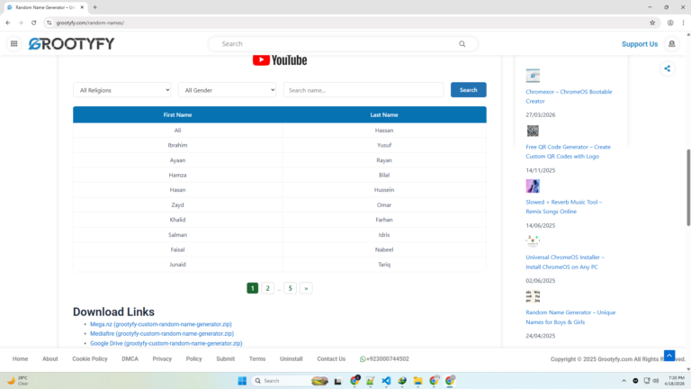 Pagination system with numbered navigation buttons