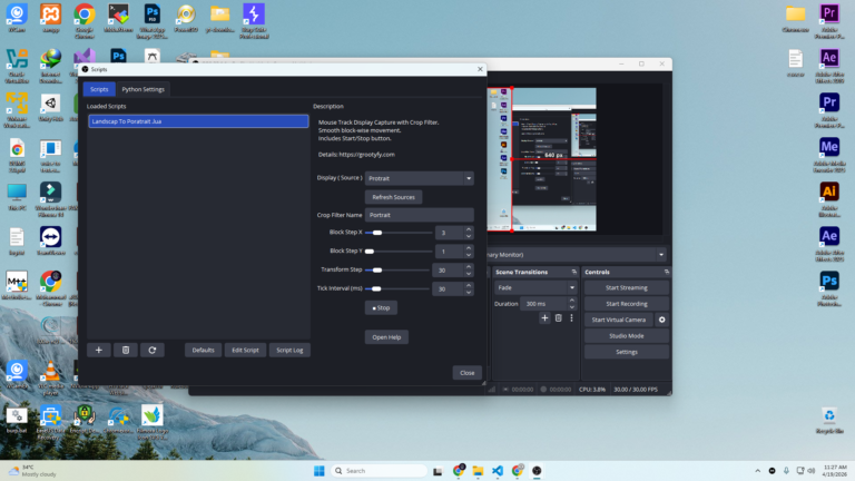 Cursor controlled zoom crop effect in OBS display capture