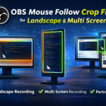 OBS Mouse Follow Crop Filter for landscape portrait and multi screen recording